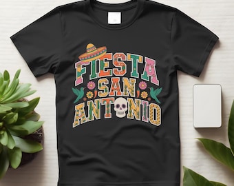 フィエスタ・スクワッド サンアントニオ シンコ・デ・マヨ ユニセックス Tシャツ、テキサス パーティー Tシャツ、お祭りシャツ