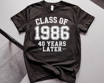 Class of 1986 Reunion Shirt, 40 Year Anniversary Vintage Alumni Graphic Tee