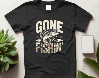 Gone Fishing Camo Bass Shirt, Angler Outdoors Tee