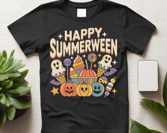 Happy Summerween Ice Cream Shirt, Spooky Season Halloween Graphic Tee
