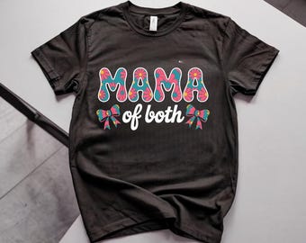 Mama of Both Coquette Bow Shirt, Floral Mom Tee, Soft Unisex Graphic T-Shirt