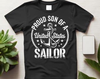 Proud Son of a Sailor US Veteran Shirt, Military Family Patriotic Graphic Tee