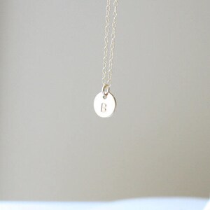 Tiny 14k Gold Filled Hand Stamped Initial Necklace image 2