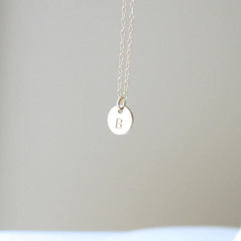 Tiny 14k Gold Filled Hand Stamped Initial Necklace image 2