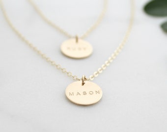 Name Necklace / Circle Name / 14k Gold Fill / Sterling Silver / 14k Rose Gold Fill / Minimalist