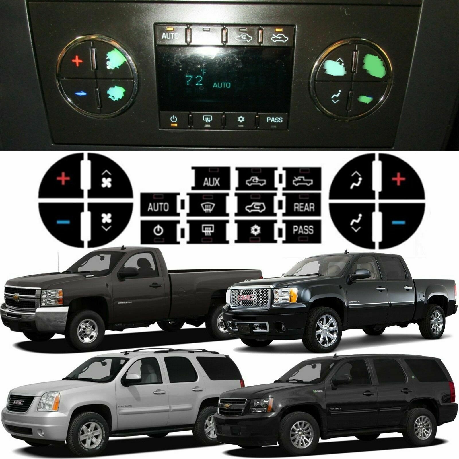 AC Dash Button Repair Kit, Car Button Decals - Best for Fixing Ruined Faded  Buttons Sticker Replacement Fits Chevrolet Models 