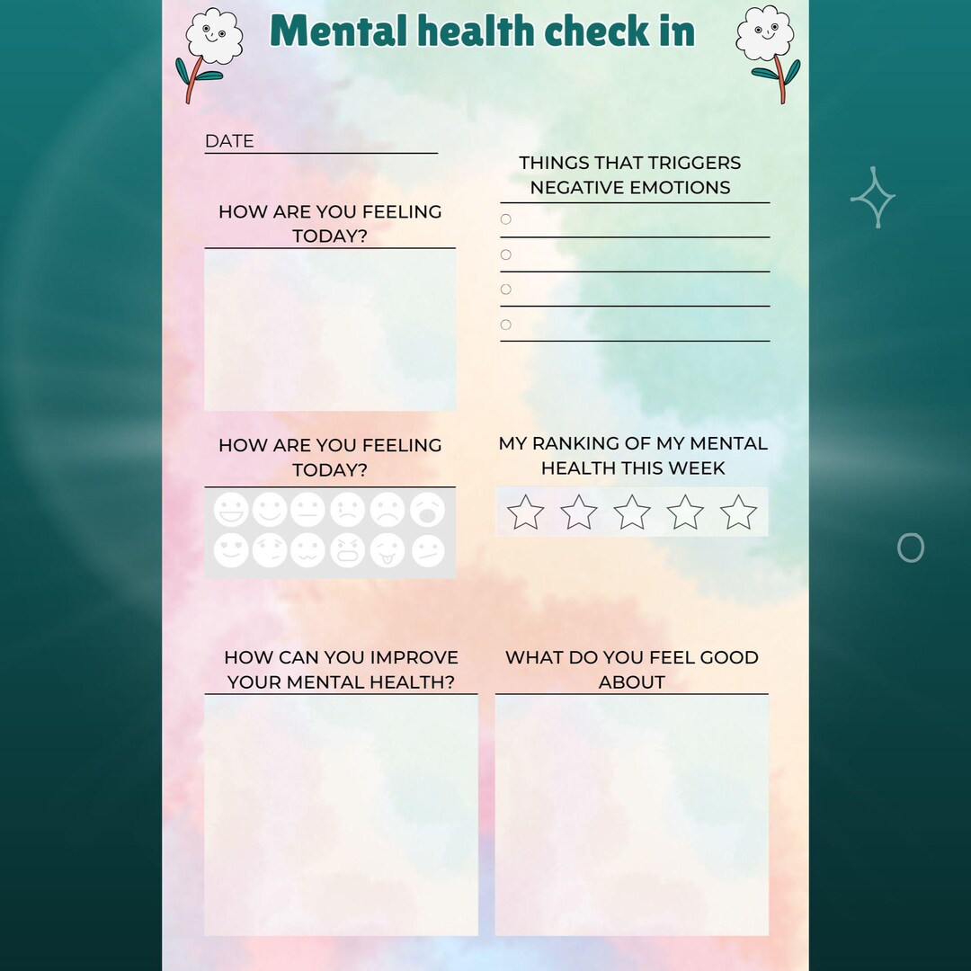 Teen Mental Health Check‑in Worksheet | Emotional Awareness Journal ...