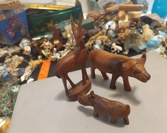 Carved animals from Kenya.