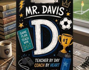 Personalized Coach Clipboard, Teacher By Day Coach By Heart, Custom Sports Coach Gift, Soccer Coach Appreciation Gift