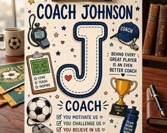 Personalized Coach Clipboard Sign, Custom Coach Name Gift, Sports Coach Appreciation Plaque, End of Season Team Gift, Soccer Coach Gift