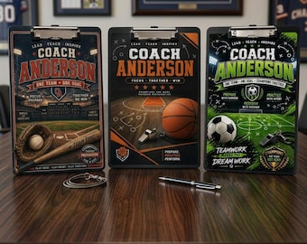 Personalized Coach Clipboard, Custom Sports Coach Clipboard, Basketball Soccer Baseball Coach Gift, Team Manager Clipboard, Coach Gift
