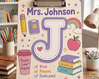 Personalized Teacher Clipboard, Custom Teacher Name Clipboard, Back To School Teacher Gift, Preschool Teacher Appreciation Gift