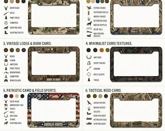 Hunting License Plate Frame, Personalized Hunter Car Tag, Deer Duck Hunting Accessory, American Hunter Gift, Outdoor Truck Decor for Men