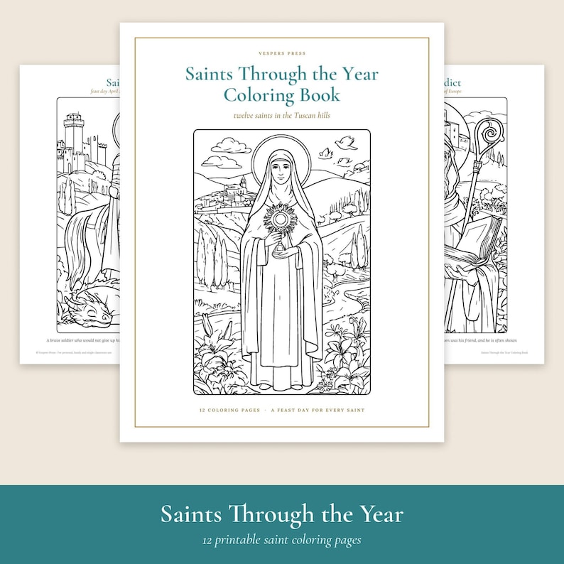 Saints Coloring Book, Catholic Saints Coloring Pages, Feast Day ...