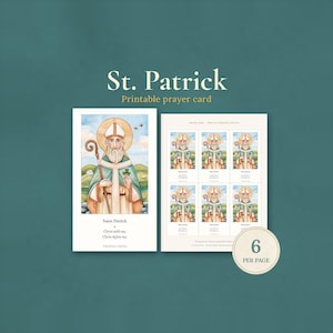 St. Patrick's Day Gebetskarte, katholische Heiligenkarte, 6 Stück pro Seite (zum Ausdrucken)