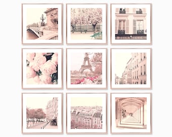 Paris wall art prints, blush pink wall art, travel prints, travel photography, travel wall art, gallery wall set, gallery wall prints 9