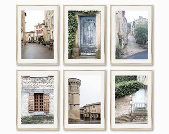 Gallery wall prints, gallery wall set, extra large wall art, neutral wall art prints, France photography  travel prints, Provence, Gordes