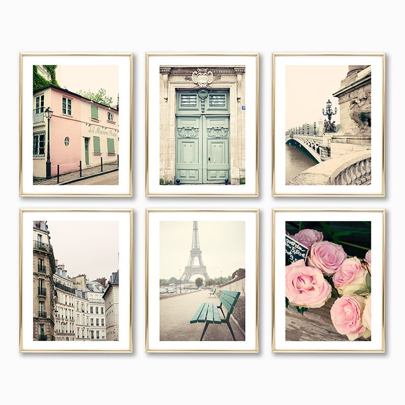 Paris Pastel travel gallery wall art set perfect gift ideas for mother's day.