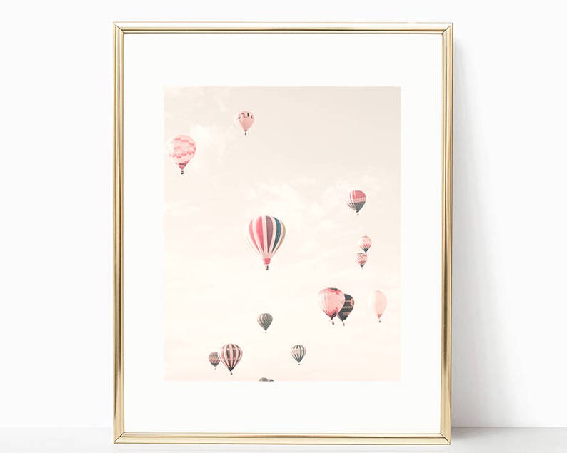 Hot air balloon nursery wall art pink nursery decor Etsy