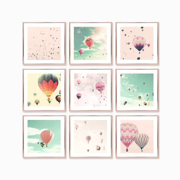 Hot air balloon nursery prints nursery print set nursery neutral gender nursery wall art nursery wall decor, gallery wall set, dream big