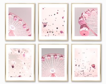 Nursery gallery wall set of 6, neutral nursery, girl nursery decor girl, boy nursery wall art, ferris wheel, lavender nursery prints, violet