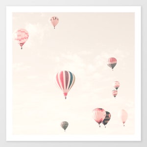 Girl nursery decor girl, hot air balloon nursery wall art girl, nursery set, nursery print set, nursery prints, blush pink wall art prints image 5