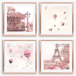 Girl nursery decor girl, hot air balloon nursery wall art girl, nursery set, nursery print set, nursery prints, blush pink wall art prints