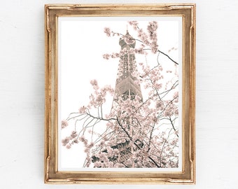 Paris wall art prints, wall art canvas, Paris photography prints travel prints, extra large wall art, girls room decor, cherry blossom art