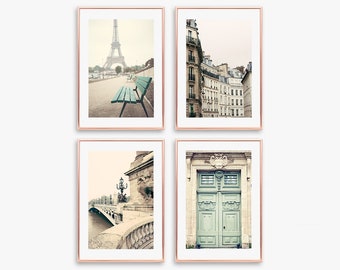 Gifts for her, she, Travel prints, travel poster, gallery wall set of 4, gallery wall prints, Paris photography prints Paris wall art prints