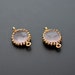 2pcs - (Rose Quarts) Gold Framed Round Glass Pendant (B0233G) - Glass pendant, Rose quartz earrings making, Glass Link, Charm necklace