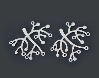 2pcs - Matte Rhodium Plated Tree Charms (B0247R) - Tree pendant, Charm, Wholesale finding, Wedding jewelry, Silver necklace, Tree connector