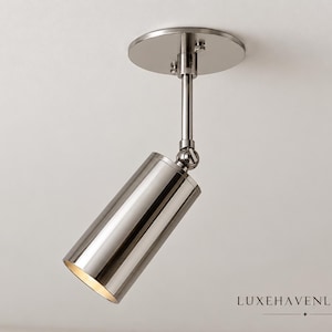 Modern Chrome Ceiling Spotlight, Adjustable Cylinder Light, Minimalist Fixture