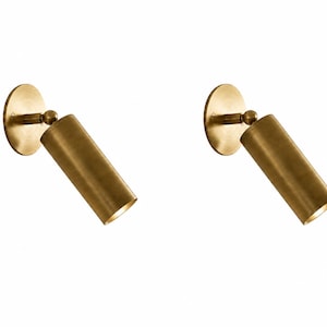 Set of Two Adjustable Brass Wall Sconces, Mid-Century Modern Reading Light