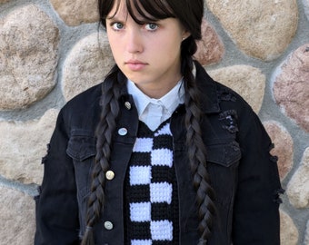 Wednesday Checkered Vest Crochet Pattern – Tunisian Stitch (PDF Pattern)