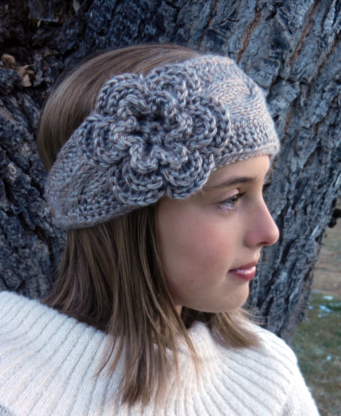 Tunisian Crochet Cable Headband Pattern with Flower Tunisian Etsy
