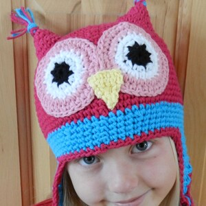 Crochet Hat Pattern Childs Owl Crochet Hat Pattern Instant Download image 1