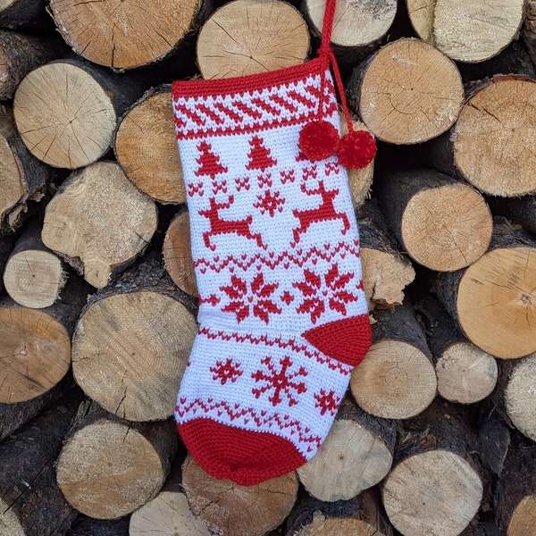 Fair Isle Crochet Stocking Pattern - Instant Download