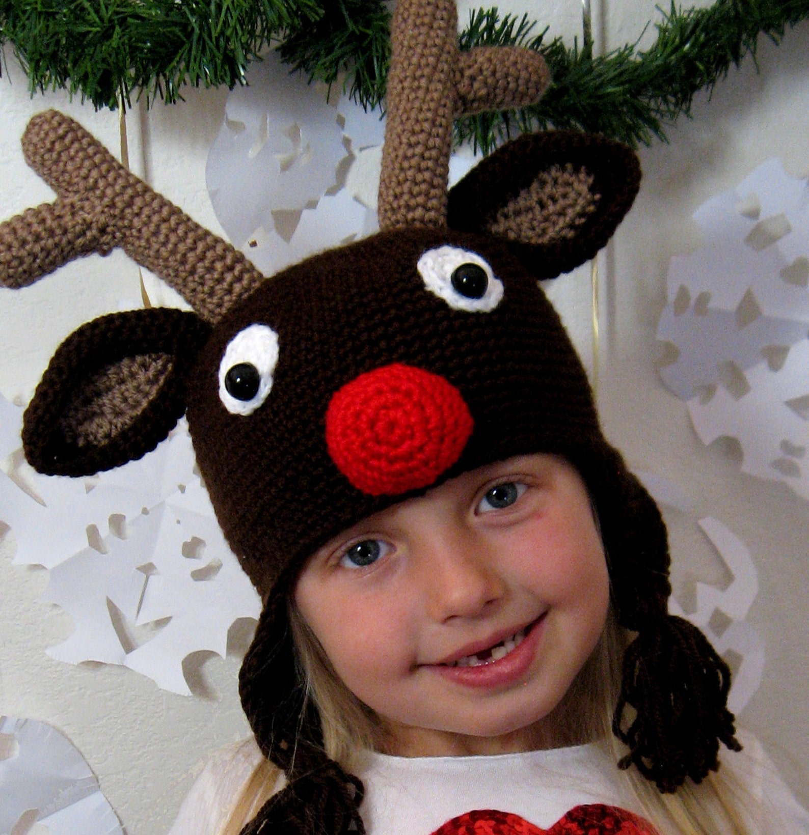 Crochet Hat Pattern Rudolph Reindeer Crochet Hat Pattern Etsy