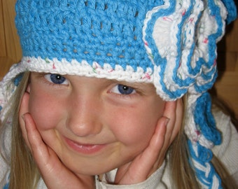 Crochet Hat Pattern - Abigail Crochet Flower Earflap Hat Pattern - Instant Download