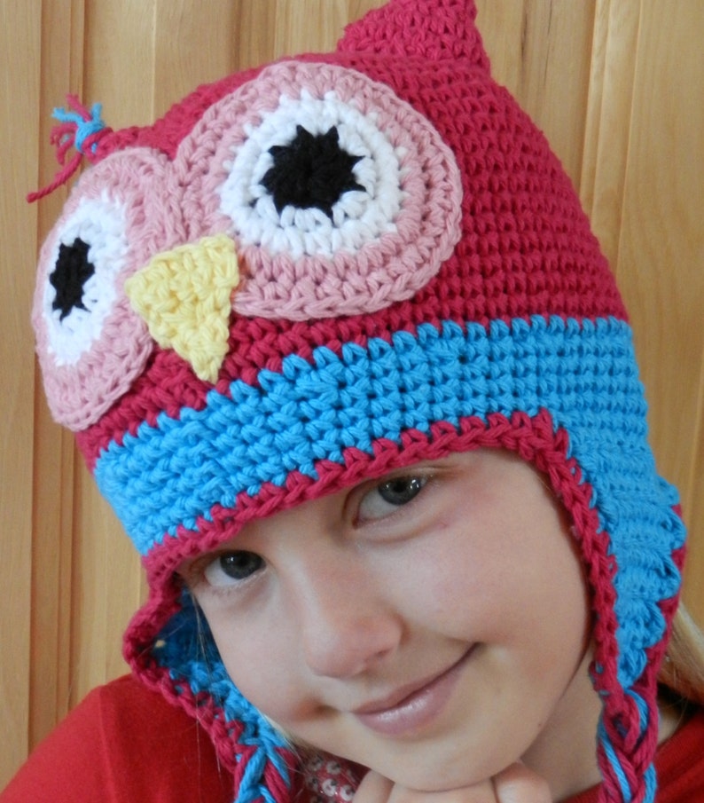 Crochet Hat Pattern Childs Owl Crochet Hat Pattern Instant Download image 2