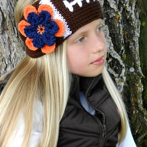 Crochet Pattern - Football Headband Crochet Pattern, Tunisian Headband Pattern, Football Pattern, Crochet Ear Warmer, Favorite Team Colors