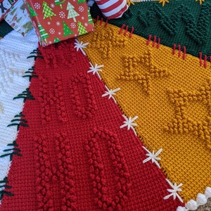 Tunisian Crochet Pattern - Christmas Tree Skirt Crochet Pattern, Holiday Crochet Tree Skirt, Customize Your Tree Skirt Multiple Designs