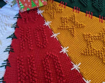 Tunisian Crochet Christmas Tree Skirt Pattern - Instant Download