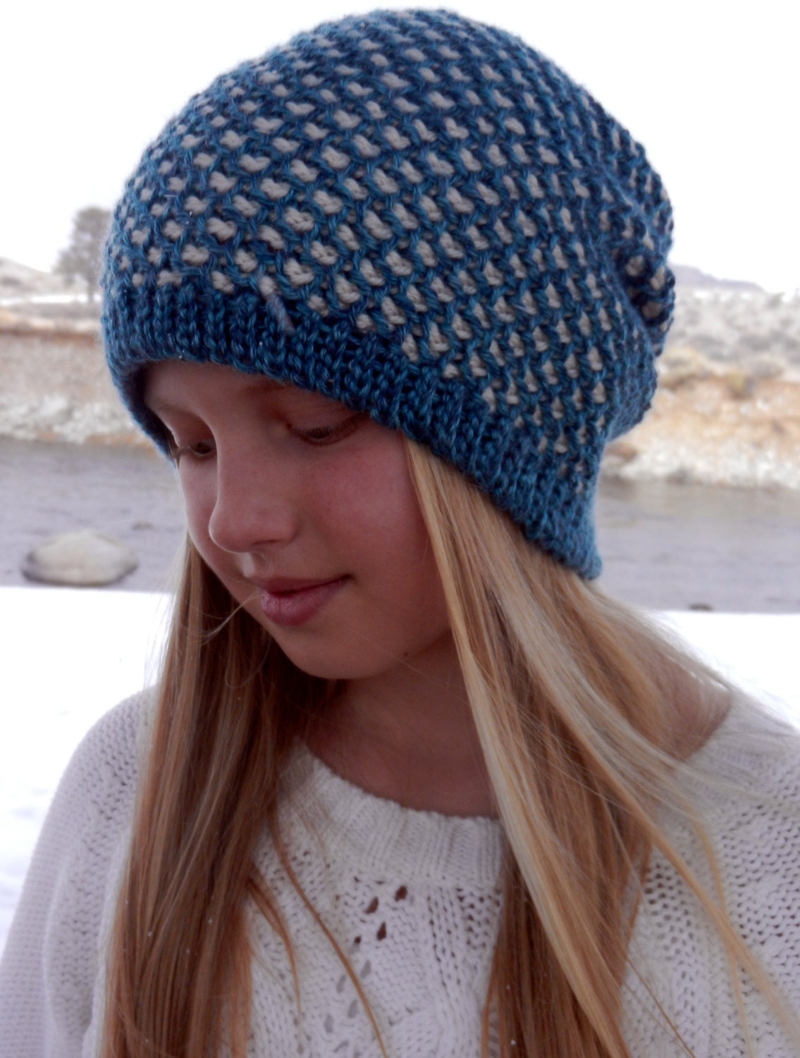 Crochet Pattern - Reversable Honeycomb Slouch Hat Pattern, Tunisian Slouch Hat Crochet, Reversable Hat, Reversable Hat Crochet Pattern