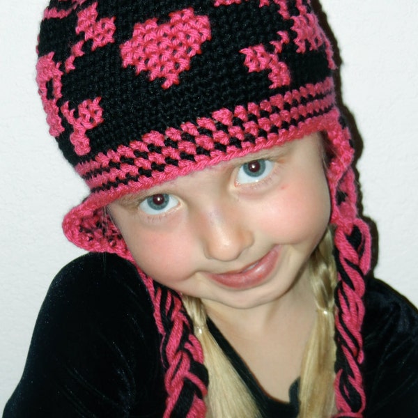 Crochet Hat Pattern - Girl Skull Crochet Hat Pattern - Instant Download