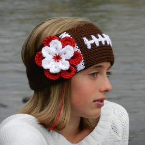 Crochet Pattern - Football Headband Crochet Pattern, Tunisian Headband Pattern, Football Pattern, Crochet Ear Warmer, Favorite Team Colors
