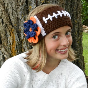 Crochet Pattern - Football Headband Crochet Pattern, Tunisian Headband Pattern, Football Pattern, Crochet Ear Warmer, Favorite Team Colors