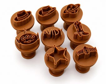 Cowboy & Space Brigadeiro Stamp Set – 3D Printed Dessert Embosser (Toy Story Theme)