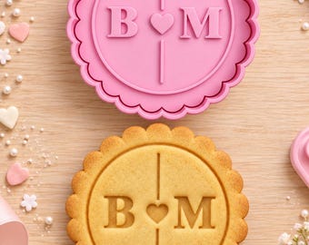 Personalized Cookie Stamp & Cutter – Custom Initials Cookie Embosser – Customizable Baking Tool
