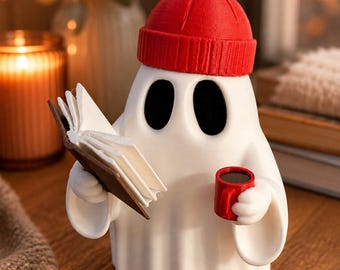 Ghost Reading Buddy, Book Lover Gift, Cozy Halloween Decor (Set)